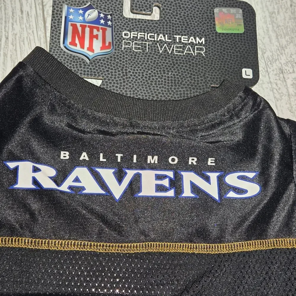NWT Pets First NFL Baltimore Ravens Black Dog Jersey, Size LARGE up to 40lbs Dog